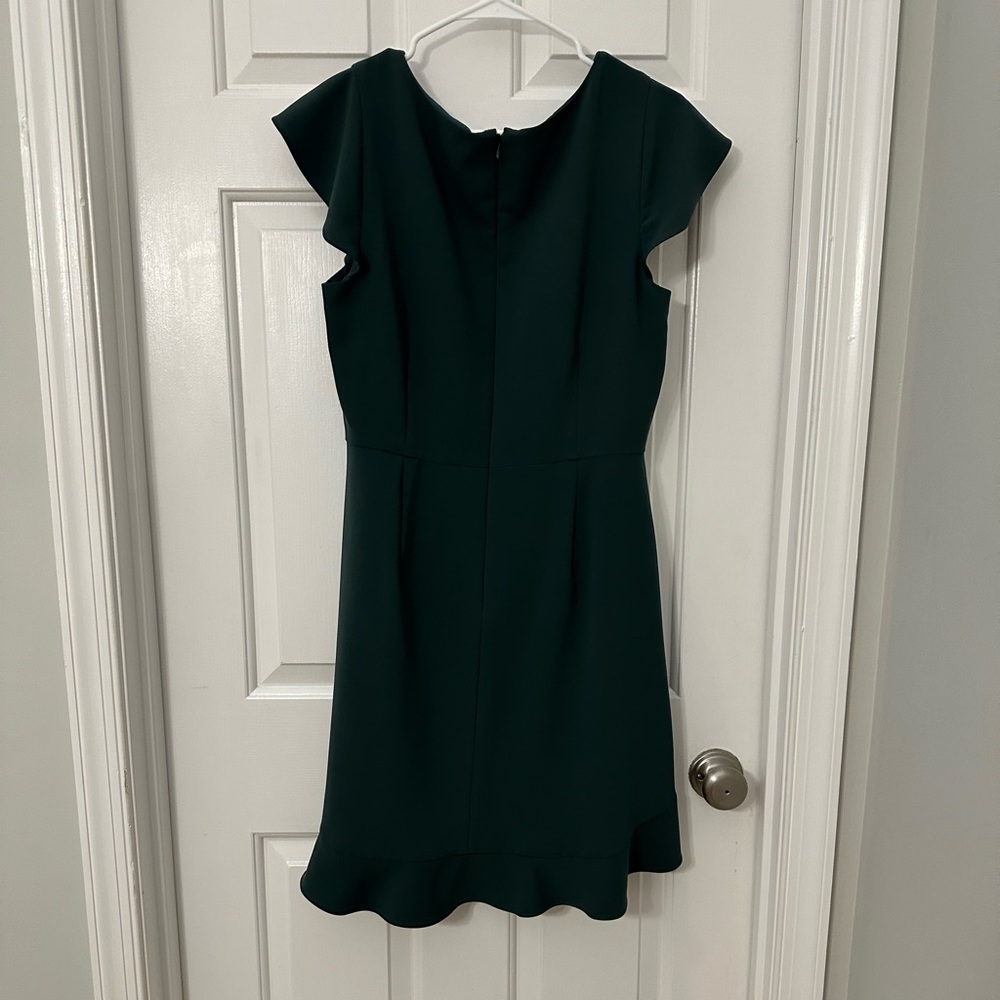 LOFT green short sleeved dress with soft ruffles